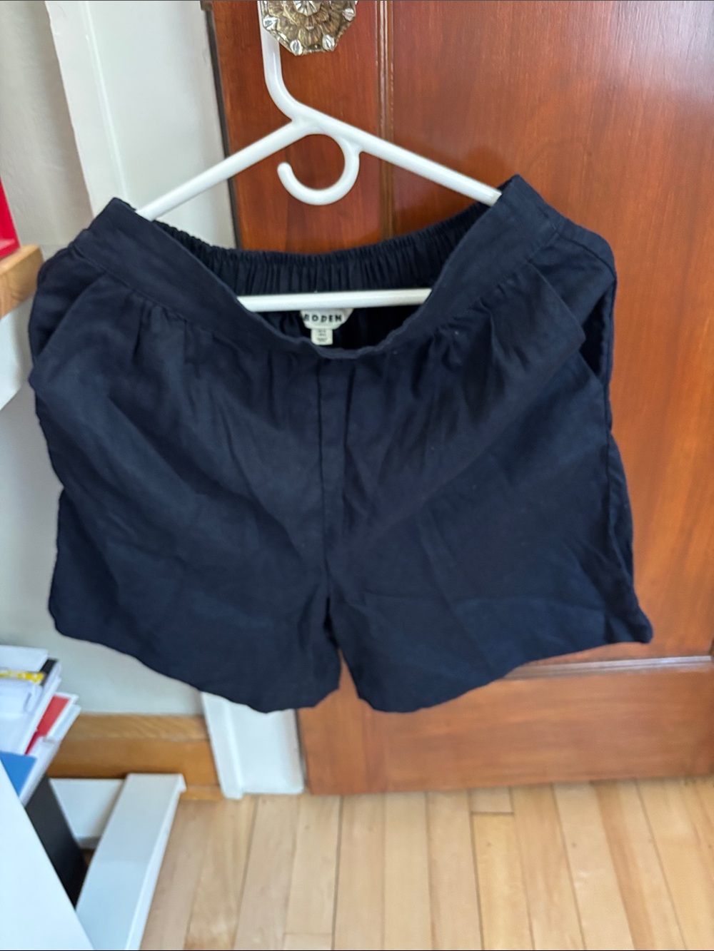 Boden Navy Elastic-Waist Linen Shorts